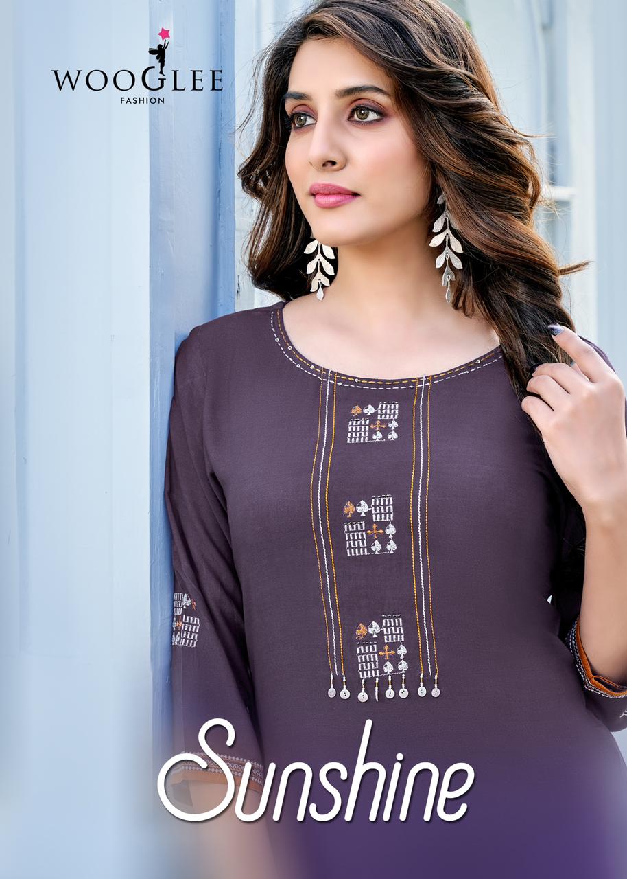 Wooglee Sunshine New Designer Ethnic Wear Kurti With Bottom Collection